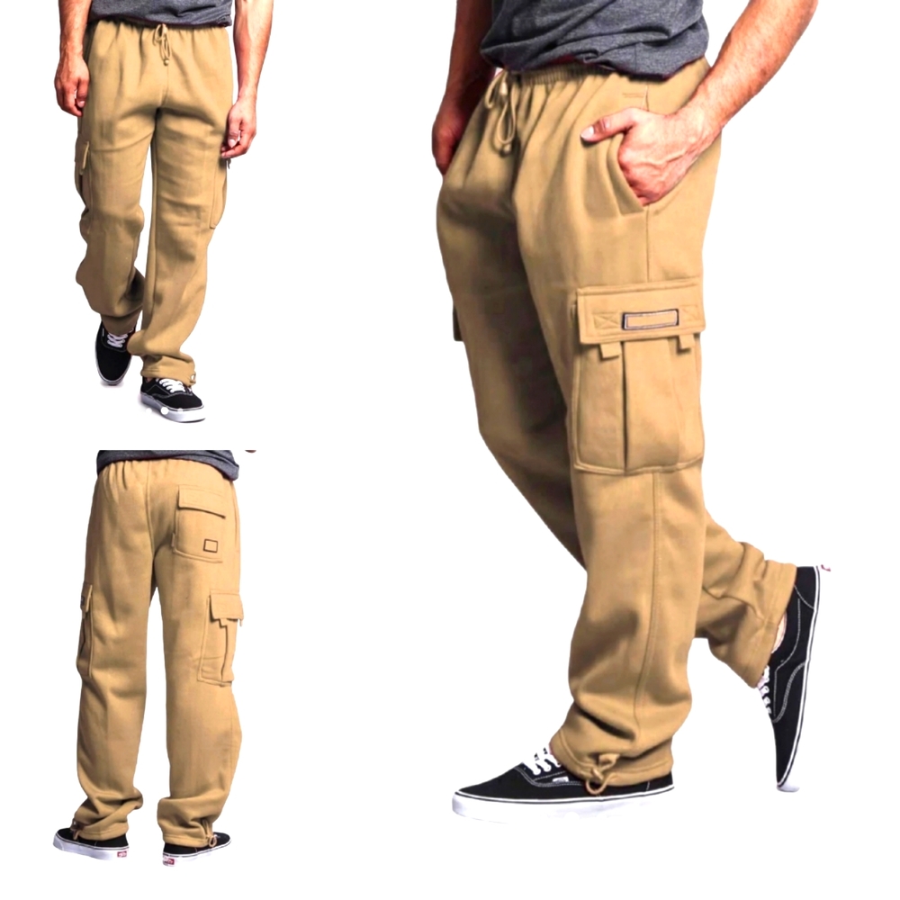 NWT Mens G-Style Wheat Color Solid Fleece Cargo Pants Size M